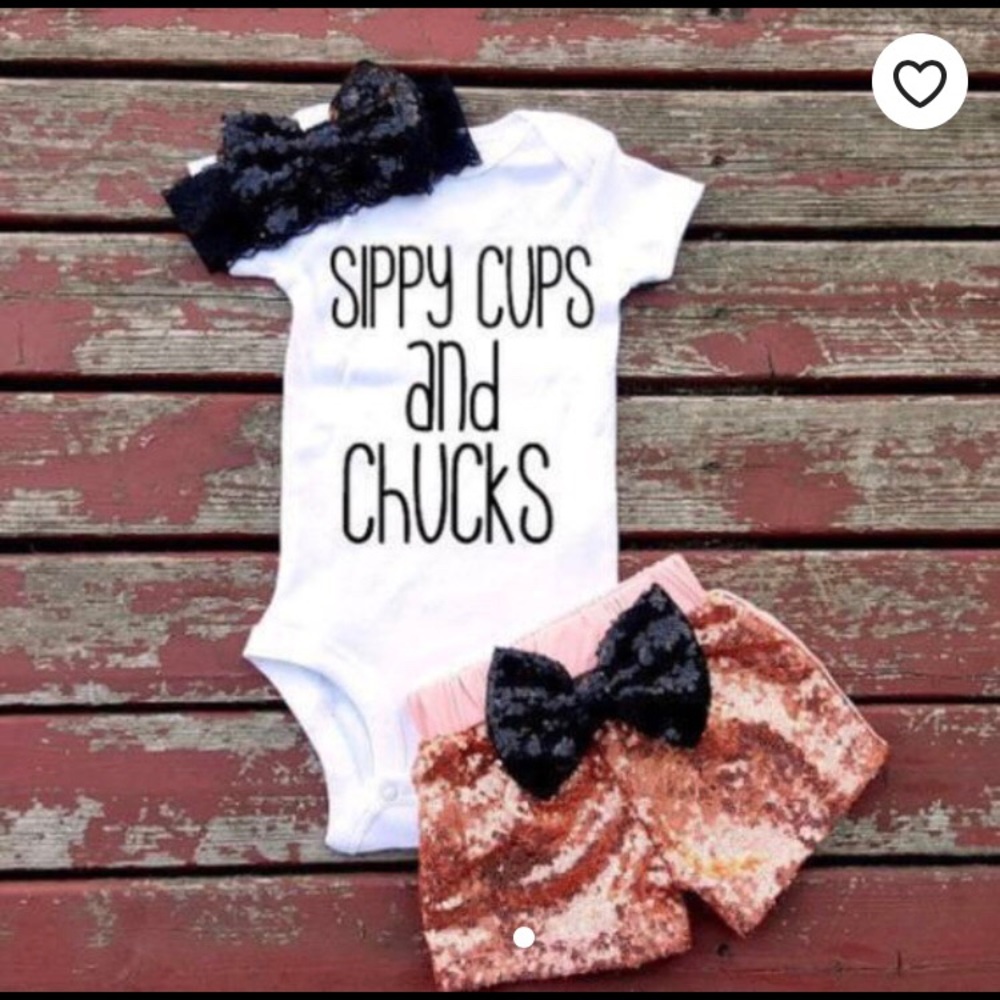 Sippy cups and chucks three piece outfit.